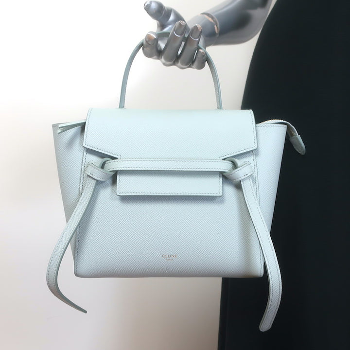 Celine Nano Belt Bag Soft Blue Grained Leather Crossbody