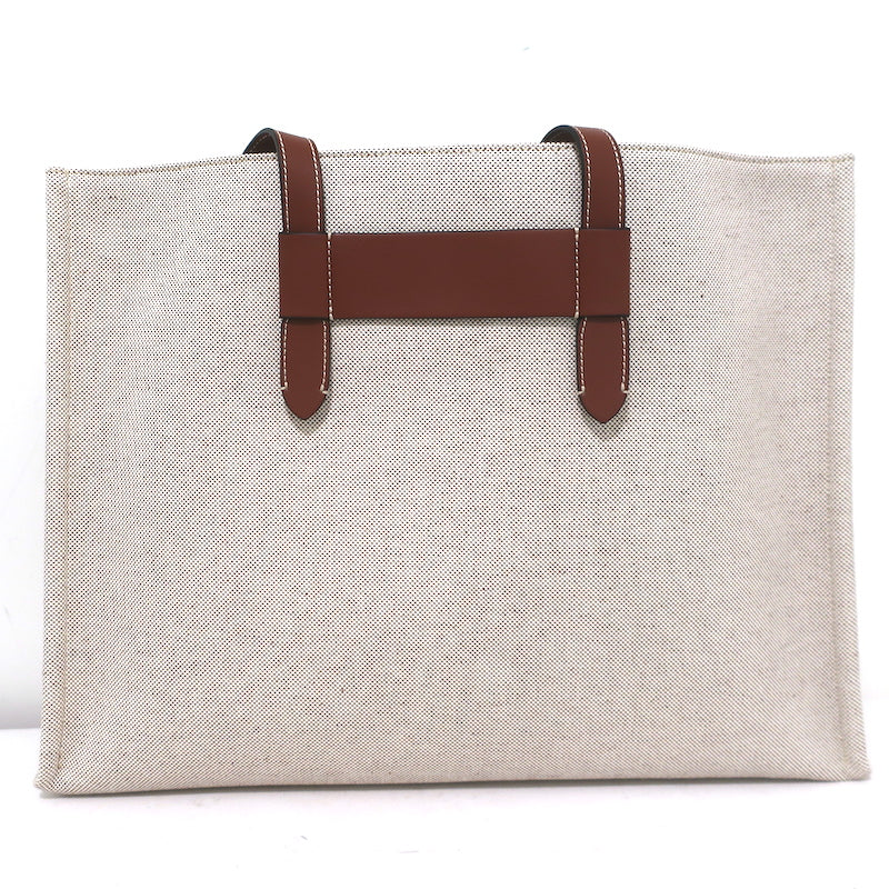 Chloe Corita Kent Embroidered Canvas Tote Beige Large Shoulder Bag NEW