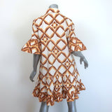 La DoubleJ Choux Ruffled Mini Shirtdress Cream Printed Cotton Size Extra Small