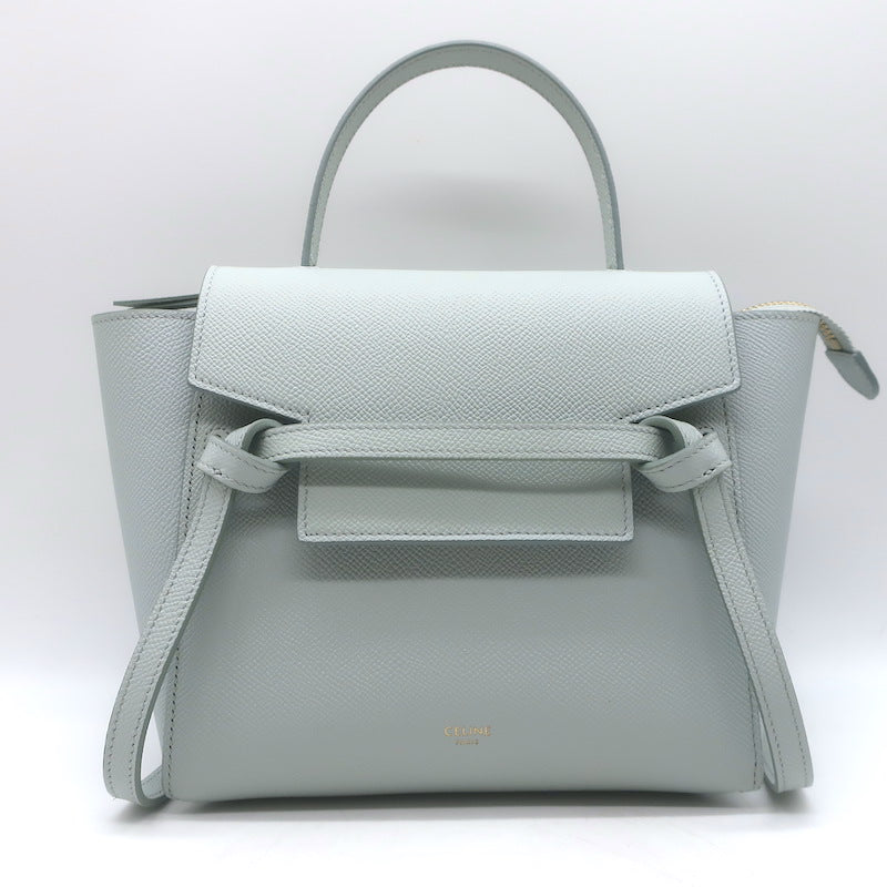 Celine Nano Belt Bag Soft Blue Grained Leather Crossbody