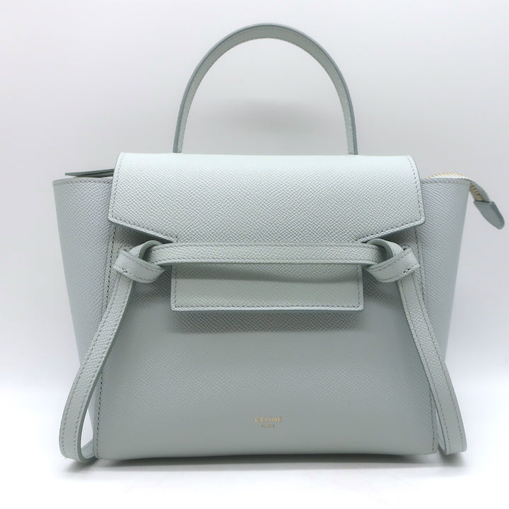Celine Nano Belt Bag Soft Blue Grained Leather Crossbody