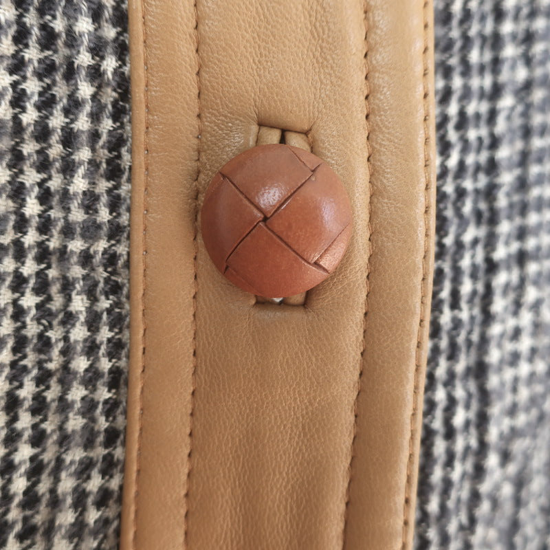 Isabel Marant Etoile Kacie Leather-Trim Tweed Jacket Gray/Camel Size 40