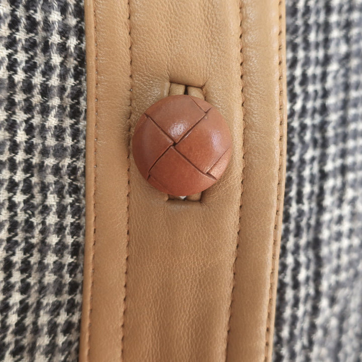 Isabel Marant Etoile Kacie Leather-Trim Tweed Jacket Gray/Camel Size 40