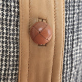 Isabel Marant Etoile Kacie Leather-Trim Tweed Jacket Gray/Camel Size 40