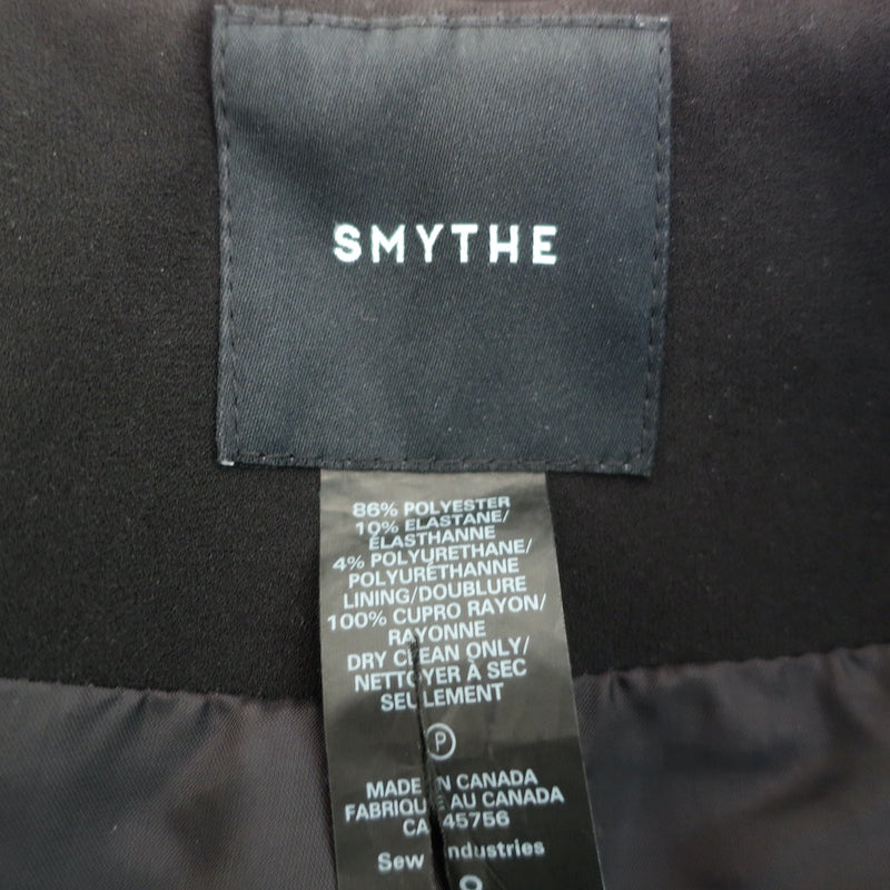 Smythe Tailored Pea Coat Black Crepe Size 8 Double Breasted Jacket