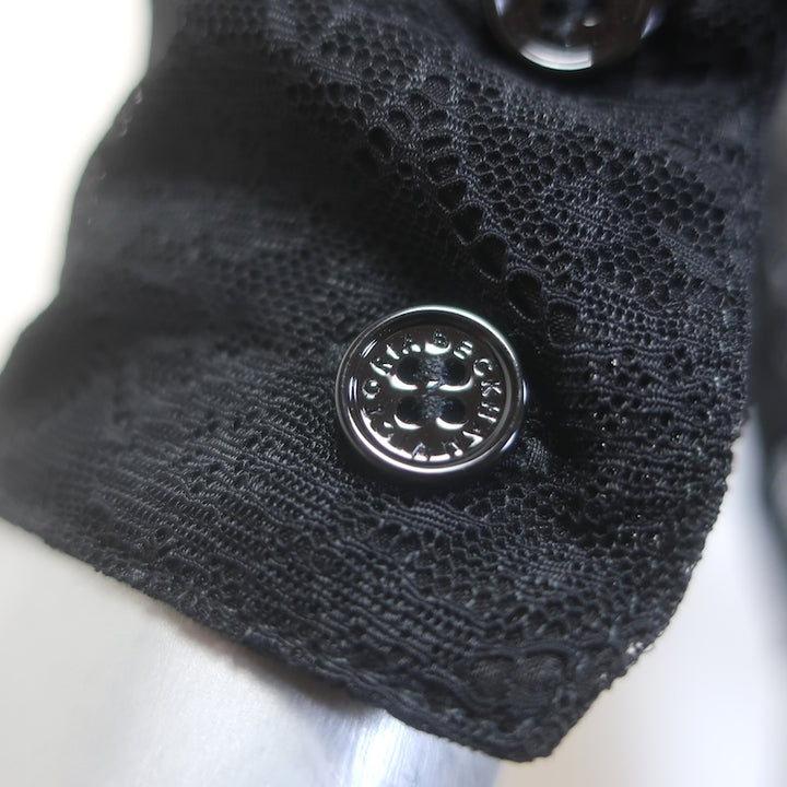 Victoria Beckham Monogram Lace Collared Shirt Black Size 6 Long Sleeve Top