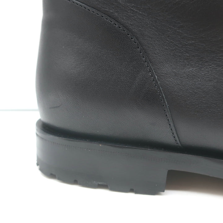 Manolo Blahnik Planigia Combat Boots Black Leather Size 38 Flat Ankle Boots
