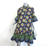 La DoubleJ Choux Ruffled Mini Shirtdress Navy Eye Print Cotton Size Extra Small