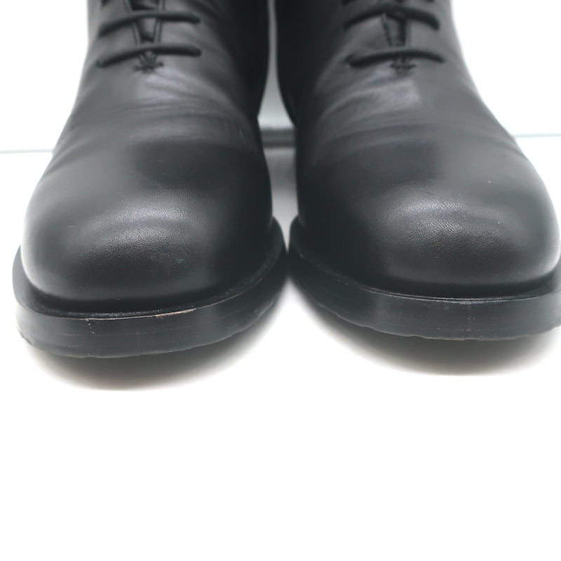 Manolo Blahnik Planigia Combat Boots Black Leather Size 38 Flat Ankle Boots