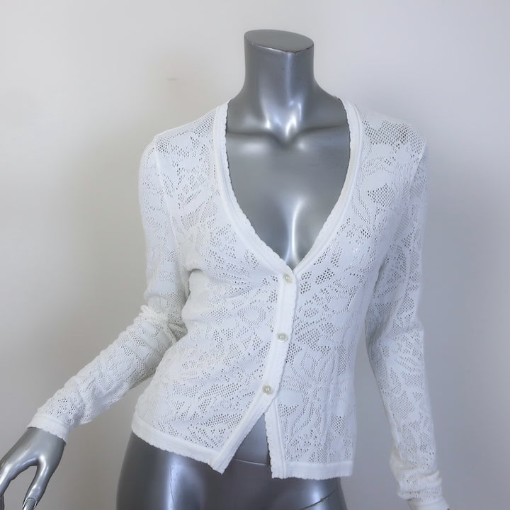 Toccin Annabelle Floral Lace Cardigan White Size Small