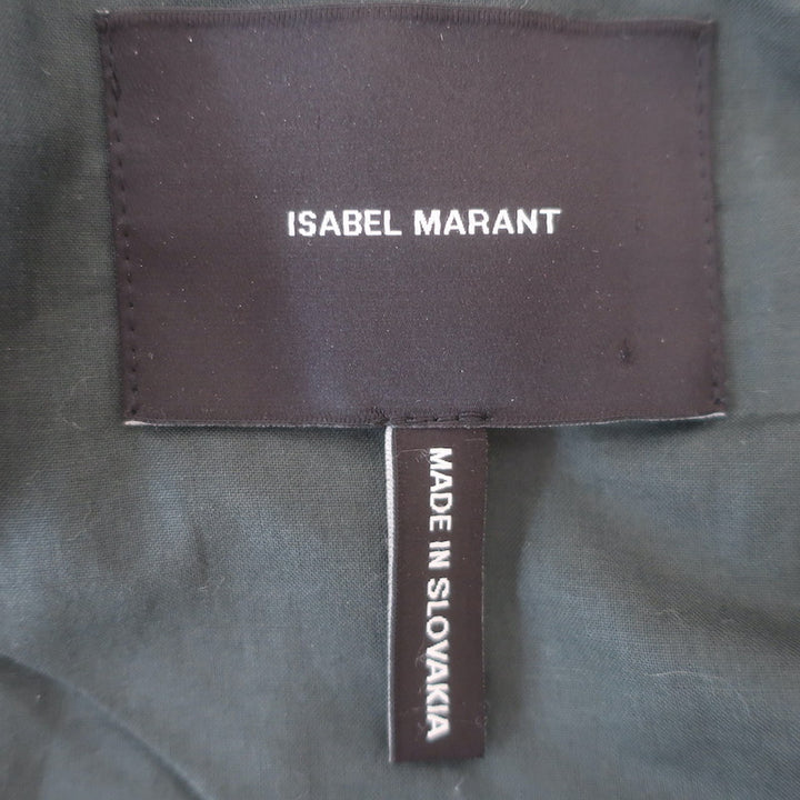 Isabel Marant Etoile Kacie Leather-Trim Tweed Jacket Gray/Camel Size 40