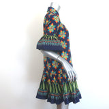 La DoubleJ Choux Ruffled Mini Shirtdress Navy Eye Print Cotton Size Extra Small