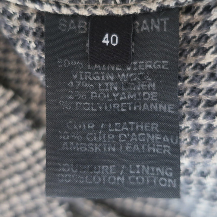 Isabel Marant Etoile Kacie Leather-Trim Tweed Jacket Gray/Camel Size 40