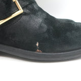 Jimmy Choo Youth Biker Boots Black Waxed Suede Size 38.5 Flat Ankle Boots