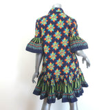 La DoubleJ Choux Ruffled Mini Shirtdress Navy Eye Print Cotton Size Extra Small