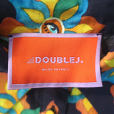 La DoubleJ Choux Ruffled Mini Shirtdress Navy Eye Print Cotton Size Extra Small