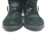 Jimmy Choo Youth Biker Boots Black Waxed Suede Size 38.5 Flat Ankle Boots