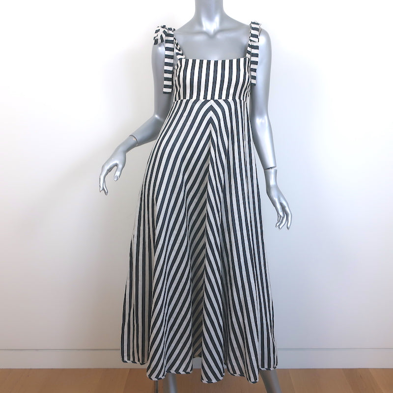 Zimmermann Honour Chevron Striped Tie-Strap Midi Dress Black/White Lin – Celebrity Owned