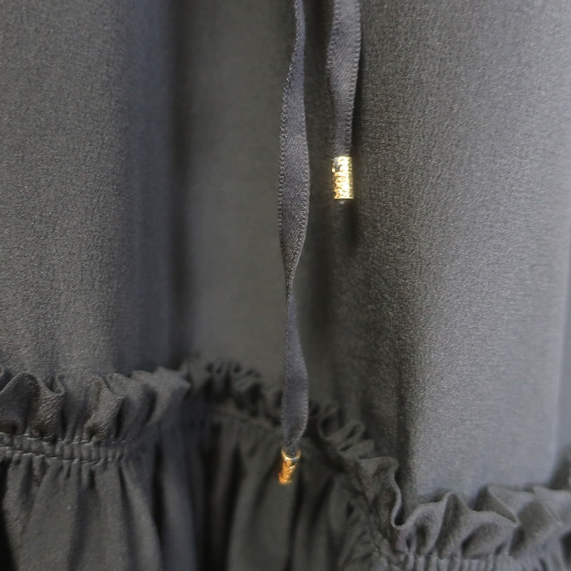 Chloe Ruffled Maxi Skirt Black Silk Crepe de Chine Size 38