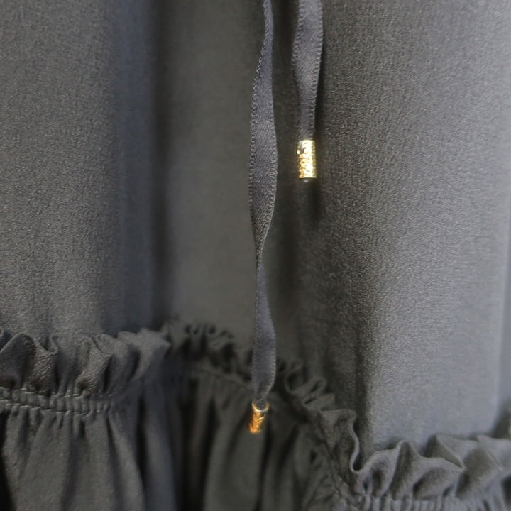 Chloe Ruffled Maxi Skirt Black Silk Crepe de Chine Size 38