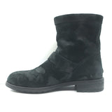 Jimmy Choo Youth Biker Boots Black Waxed Suede Size 38.5 Flat Ankle Boots