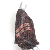 Ulla Johnson Belen Blouson-Sleeve Top Black/Brown Printed Silk Chiffon Size 0