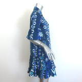 La DoubleJ Choux Ruffled Mini Shirtdress Blue Printed Cotton Size Extra Small