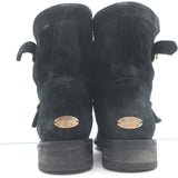 Jimmy Choo Youth Biker Boots Black Waxed Suede Size 38.5 Flat Ankle Boots