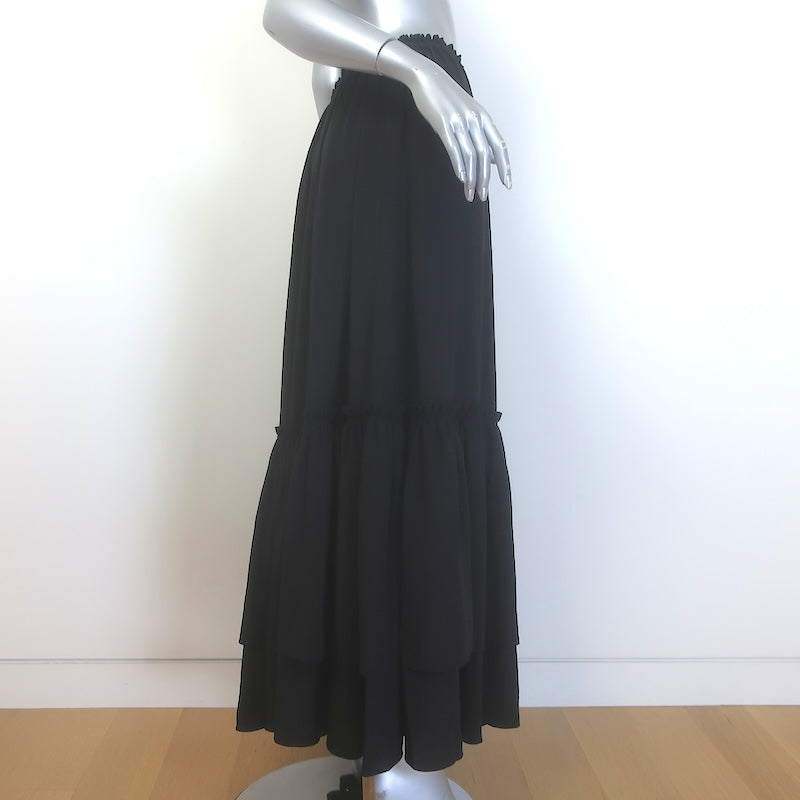 Chloe Ruffled Maxi Skirt Black Silk Crepe de Chine Size 38