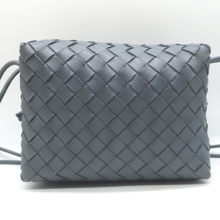Bottega Veneta Loop Small Crossbody Bag Gray Intrecciato Leather