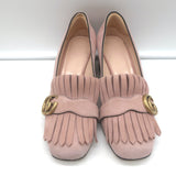Gucci GG Marmont Fringed Suede Pumps Light Pink Size 37.5