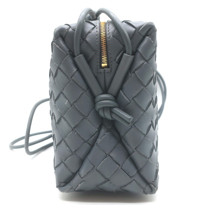 Bottega Veneta Loop Small Crossbody Bag Gray Intrecciato Leather