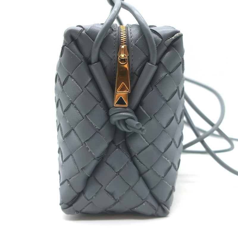 Bottega Veneta Loop Small Crossbody Bag Gray Intrecciato Leather
