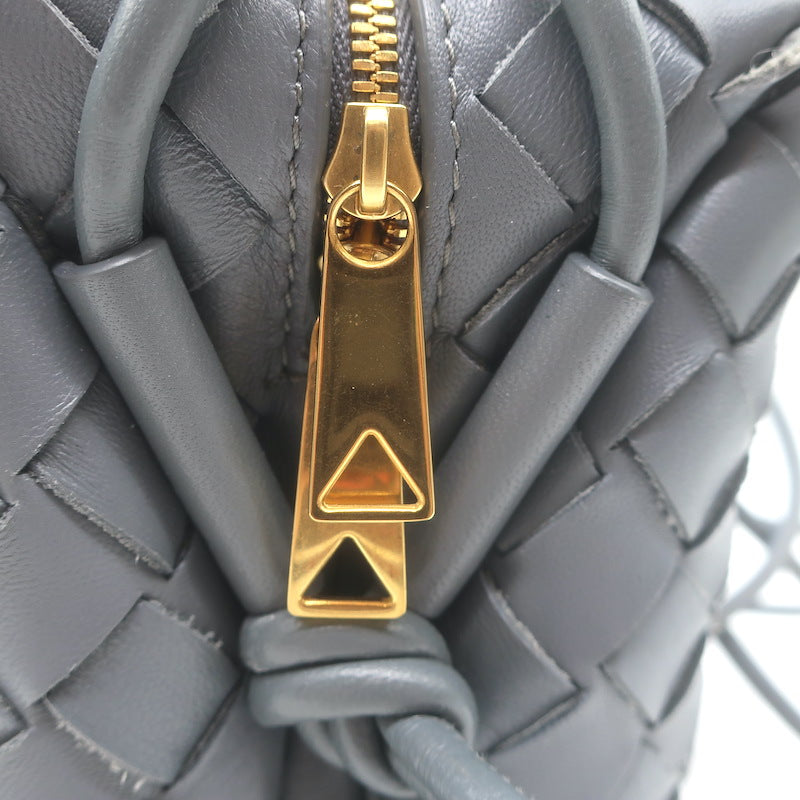 Bottega Veneta Loop Small Crossbody Bag Gray Intrecciato Leather