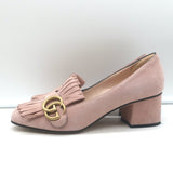 Gucci GG Marmont Fringed Suede Pumps Light Pink Size 37.5