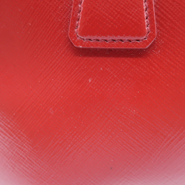 Prada Galleria Small Double-Zip Tote Red Saffiano Patent Leather Crossbody