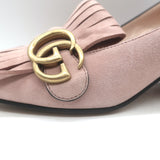 Gucci GG Marmont Fringed Suede Pumps Light Pink Size 37.5