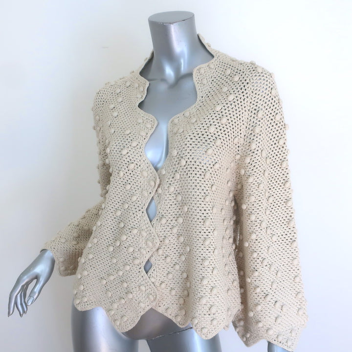 THE GREAT The Zig Zag Bobble Cardigan Ecru Cotton-Blend Size 0