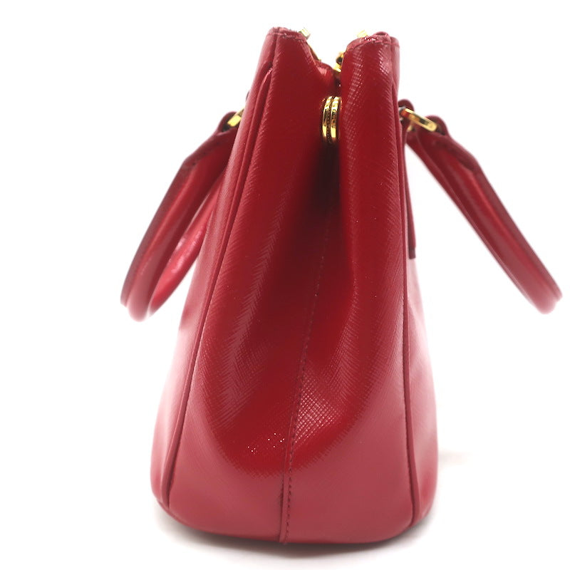 Prada Galleria Small Double-Zip Tote Red Saffiano Patent Leather Crossbody