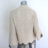 THE GREAT The Zig Zag Bobble Cardigan Ecru Cotton-Blend Size 0