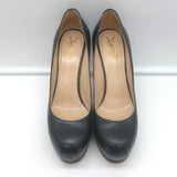 Yves Saint Laurent Tribtoo Platform Pumps Black Textured Leather Size 38.5
