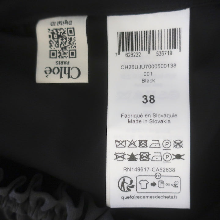 Chloe Ruffled Maxi Skirt Black Silk Crepe de Chine Size 38