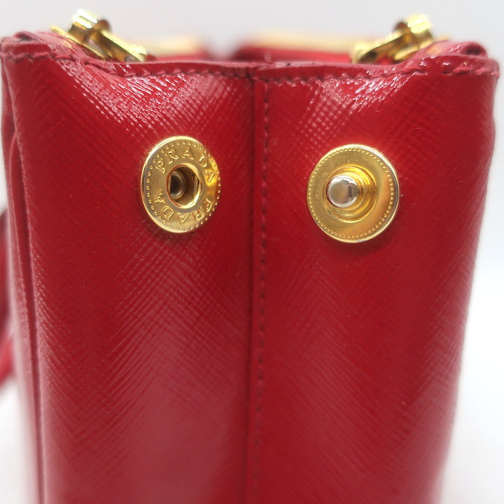 Prada Galleria Small Double-Zip Tote Red Saffiano Patent Leather Crossbody