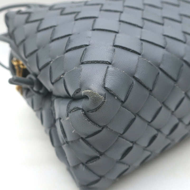 Bottega Veneta Loop Small Crossbody Bag Gray Intrecciato Leather