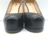 Yves Saint Laurent Tribtoo Platform Pumps Black Textured Leather Size 38.5