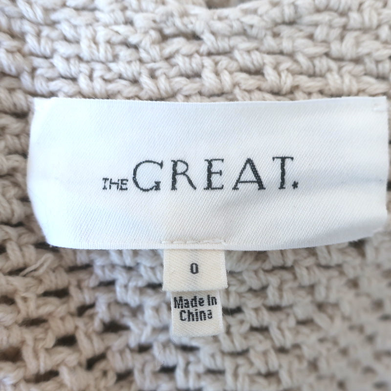 THE GREAT The Zig Zag Bobble Cardigan Ecru Cotton-Blend Size 0