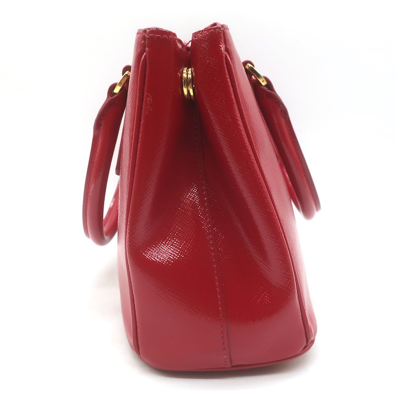 Prada Galleria Small Double-Zip Tote Red Saffiano Patent Leather Crossbody