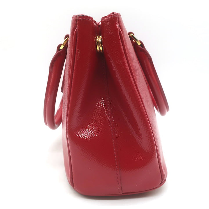 Prada Galleria Small Double-Zip Tote Red Saffiano Patent Leather Crossbody
