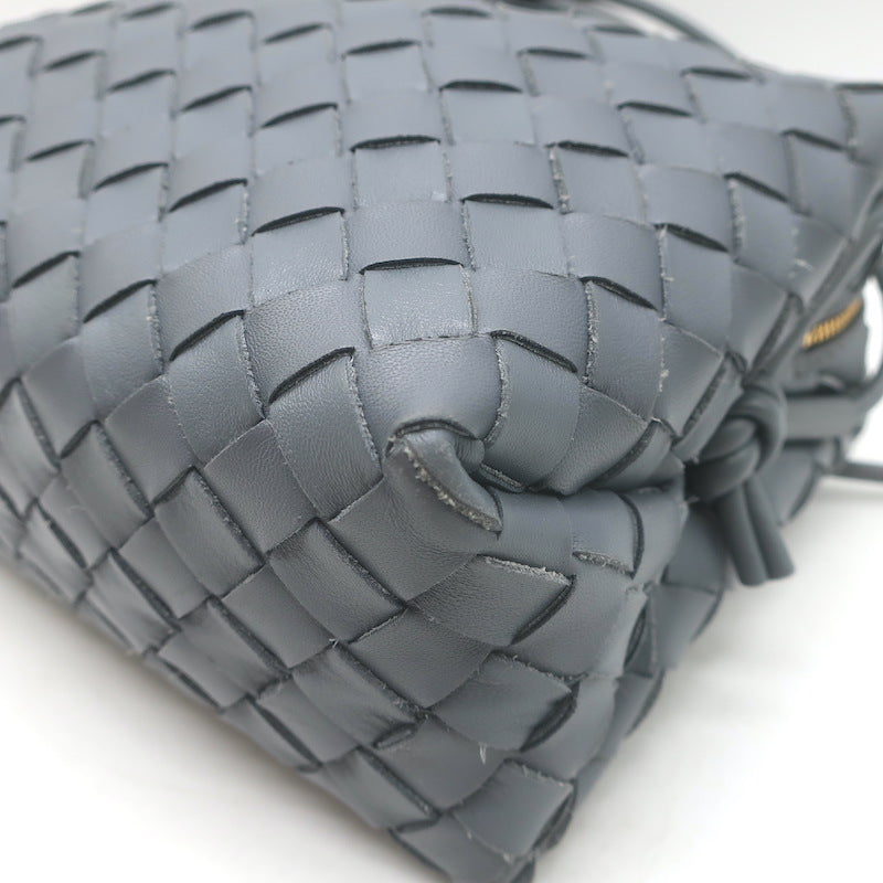 Bottega Veneta Loop Small Crossbody Bag Gray Intrecciato Leather