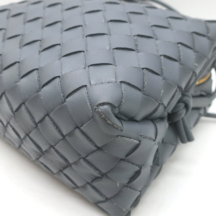 Bottega Veneta Loop Small Crossbody Bag Gray Intrecciato Leather